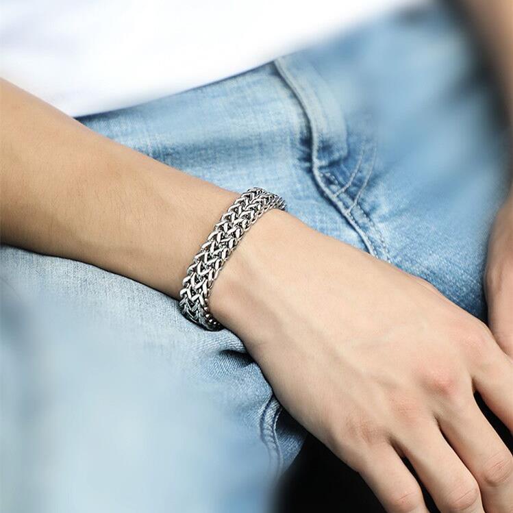 Vòng Tay Bạc Nam Unisex cá tính Titan không gỉ Đẹp Ngầu Cuban Đơn Giản ST Lucifer Store Lắc Tay Phong Cách - ST