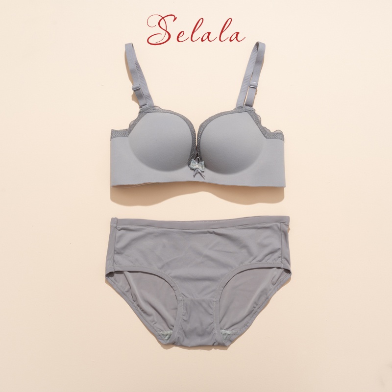 Set Đồ Lót Selala Nơ Thông Hơi Không Gọng Nâng Ngực Siêu Quyến Rũ SET16
