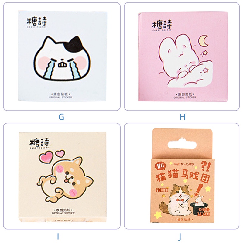 Set 45 miếng dán trang trí hình mèo hoạt hình đáng yêu