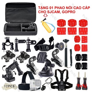 Bộ phụ kiện GOPRO SJCAM 43 in 1 có HỘP ĐỰNG cao cấp FREE 1 phao nổi gắn camera, hàng thể thao chuyên dụng cao cấp - POKI