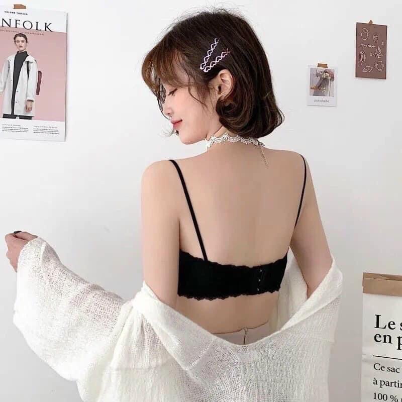 Áo Bra gân tăm viền ren cài sau dưới 55kg