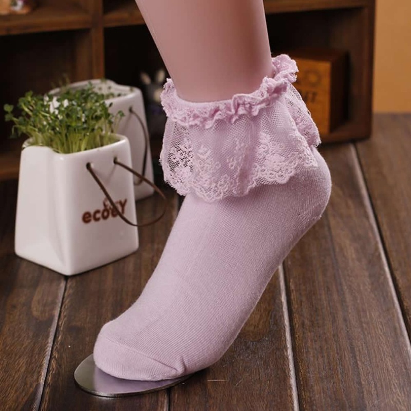 Đôi Vớ Công Chúa Phối Ren Xếp Nếp Phong Cách Vintage Ngọt Ngào Cho Nữ Mới