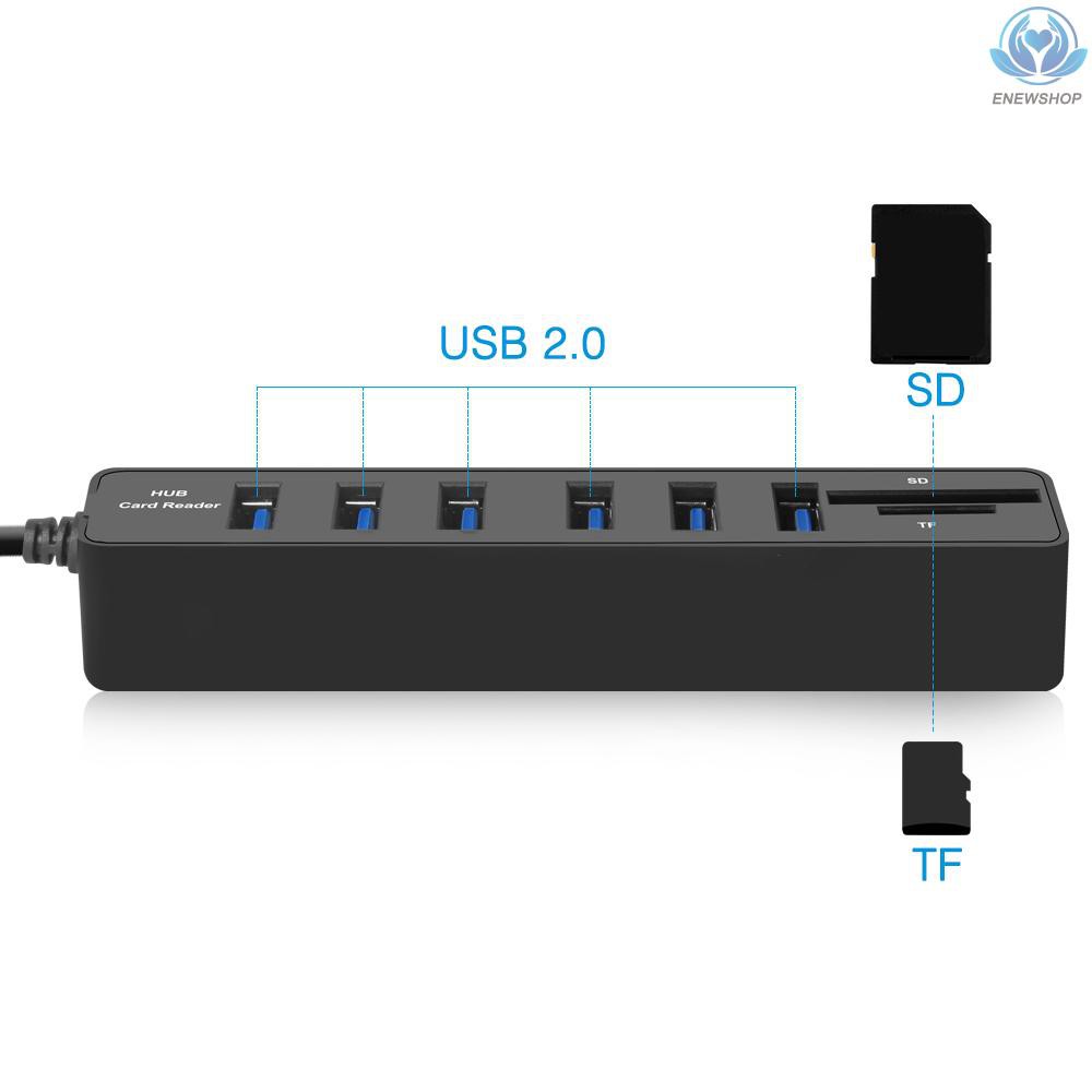 Đầu Đọc Thẻ Nhớ Jdl-hsd8 Usb Hub 3 / 6 Cổng Usb 2.0 Cho Máy Tính / Laptop