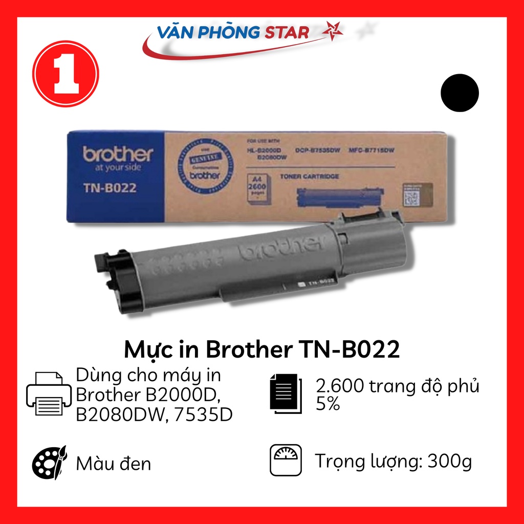 Mực in Brother TN-B022 CHÍNH HÃNG - HL-B2000D/HL-B2080DW/DCP-B7535DW/MFC-B7715DW