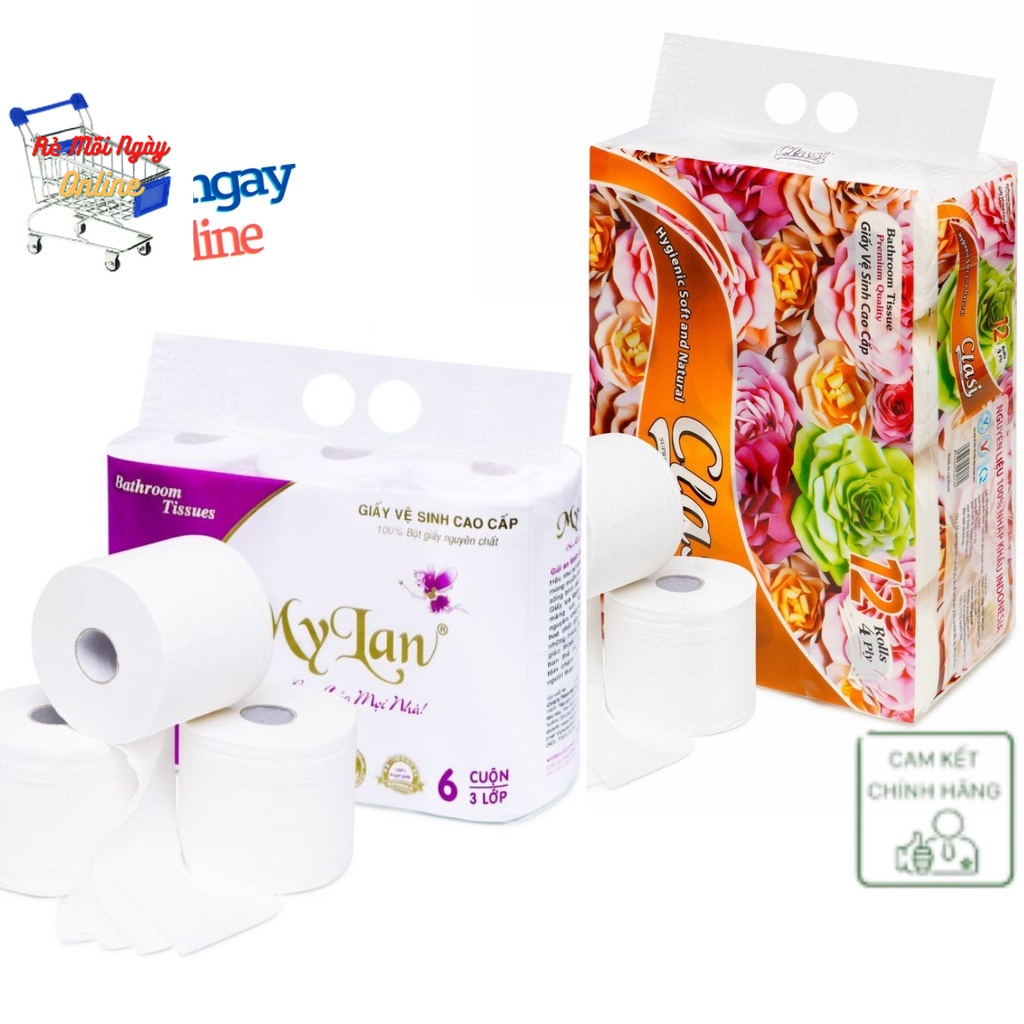 6 Cuộn Giấy vệ sinh MyLan Cao Cấp 4 lớp, Siêu dai, Mềm mịn-Hàng Công Ty Mylan