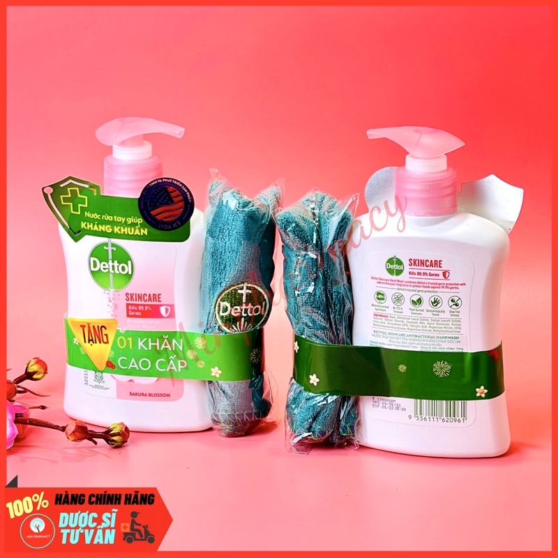 Nước rửa tay Diệt Khuẩn DETTOL dưỡng da Hương hoa đào Sakura chai 250g DATE 08/2023- Minpharmacy