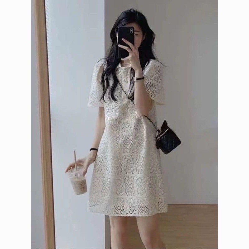 Đầm ren dáng suông cổ polo trẻ trung cho nữ
