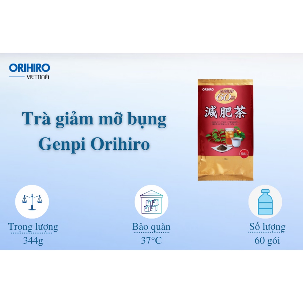 Trà Genpi Orihiro hỗ trợ giảm mỡ thừa quy cách (60 gói/túi)