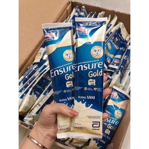 Sữa Ensure Gold Gói 60,6g Mẫu Mới HMO Huơng hạnh nhân