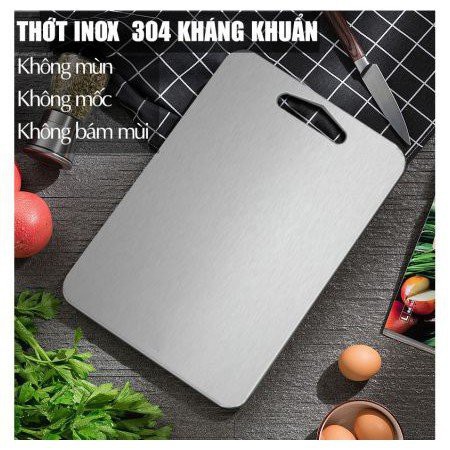 thớt inox sus 304 kháng khuẩn cường lực, vệ sinh dễ dàng, chống ẩm mốc,không xước dăm, không mùn gỗ,bảo vệ sức khỏe