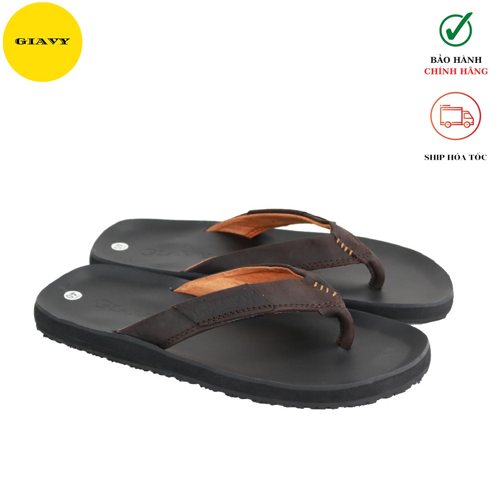 Dép kẹp nam, dép nam quai da mặt cao su, DTL218 - GIÀY GIAVY