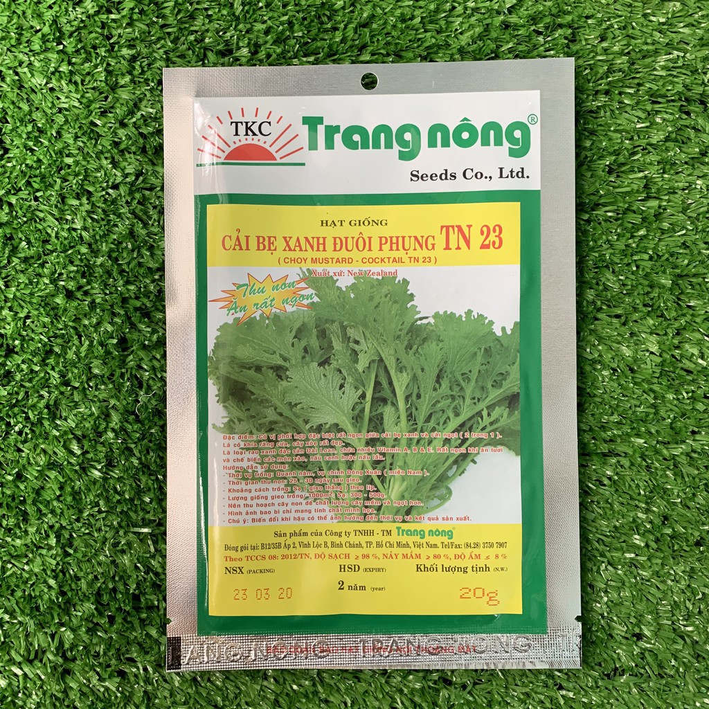 HẠT GIỐNG CẢI BẸ XANH ĐUÔI PHỤNG TRANG NÔNG