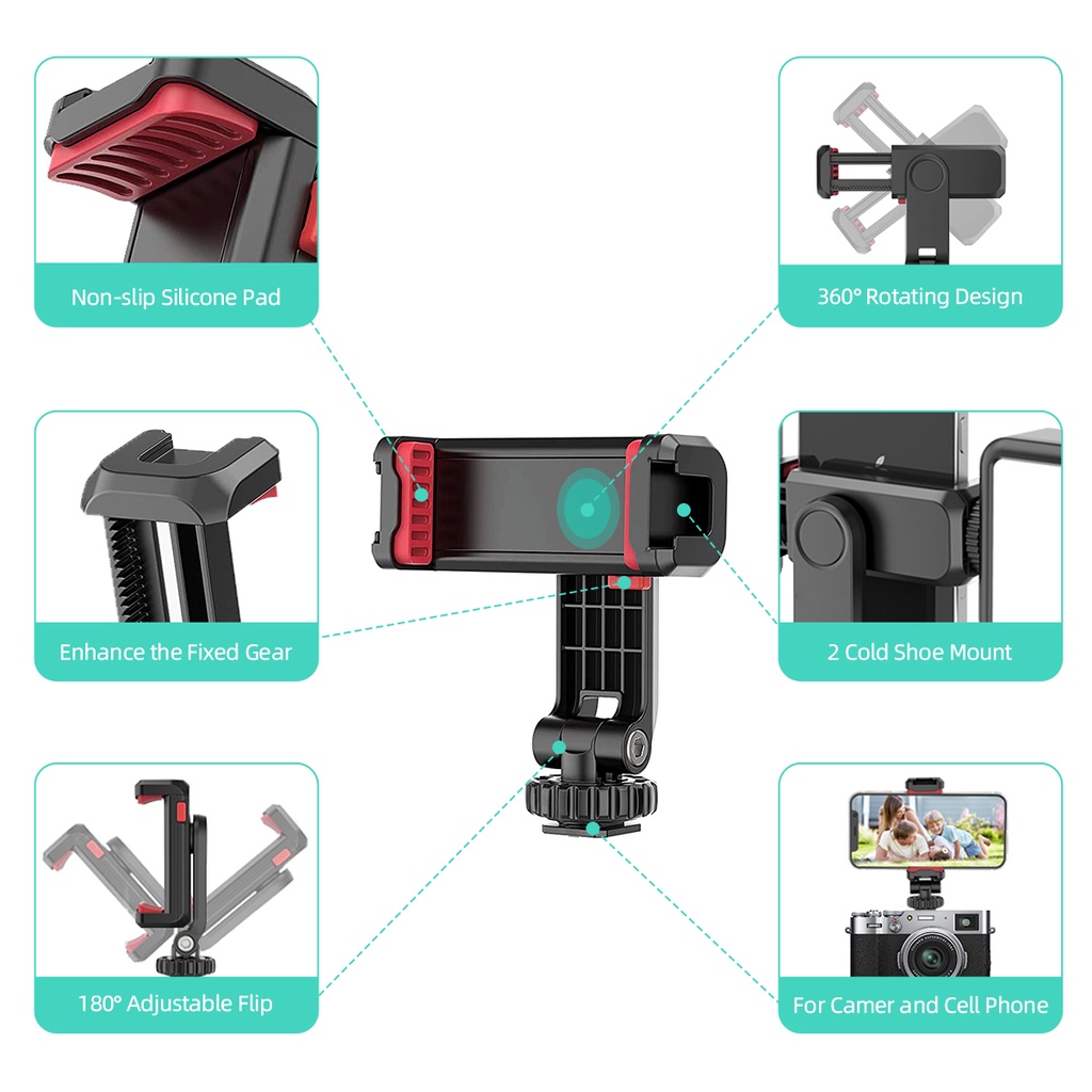 Bộ Chuyển Đổi Tripod 360 Độ Cho Điện Thoại° Giá Đỡ Kẹp Điện Thoại Có Thể Điều Chỉnh Dành Cho IPhone Và Hầu Hết Các Dòng Điện Thoại Thông Minh