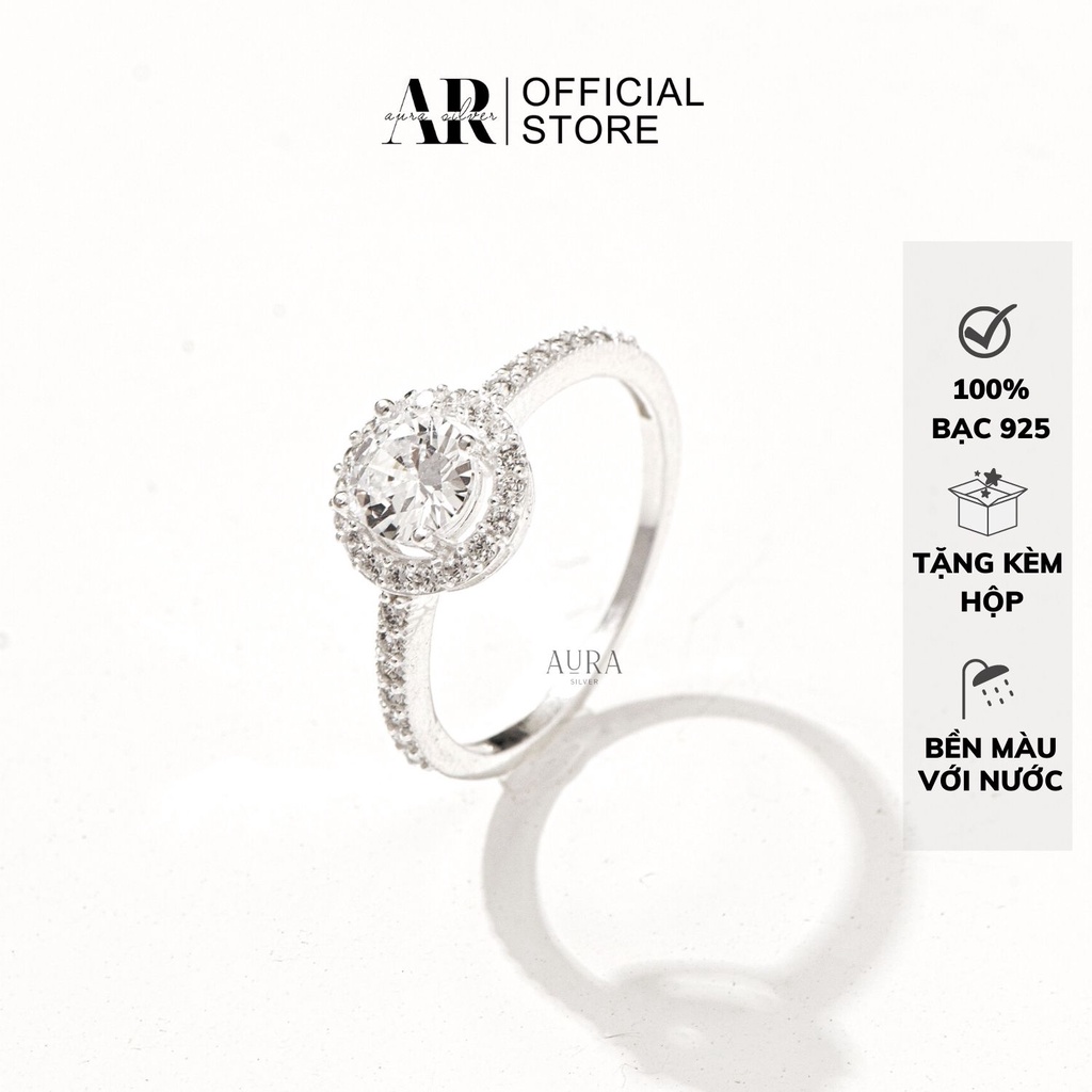 Nhẫn bạc 925 cho nữ kiểu dáng mặt tròn đính đá đẹp-N35-AURASILVER