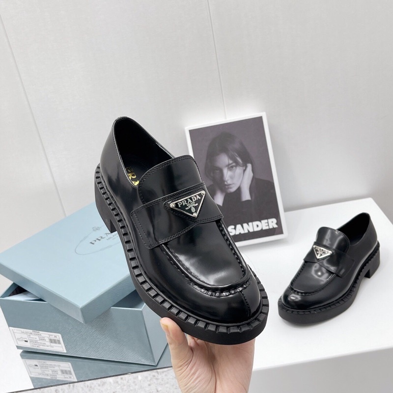 Giày oxford nữ da thật cao cấp thương hiệu Prada 2022