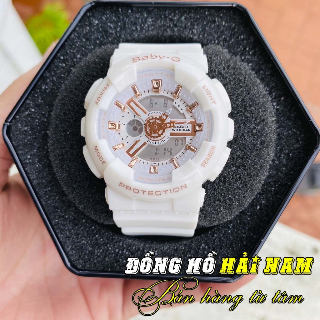 Đồng hồ nữ Casio Baby-G BA-110RG-7A Mặt 38mm,dây cao su,hiển thị kép kim điện tử,chống sốc.