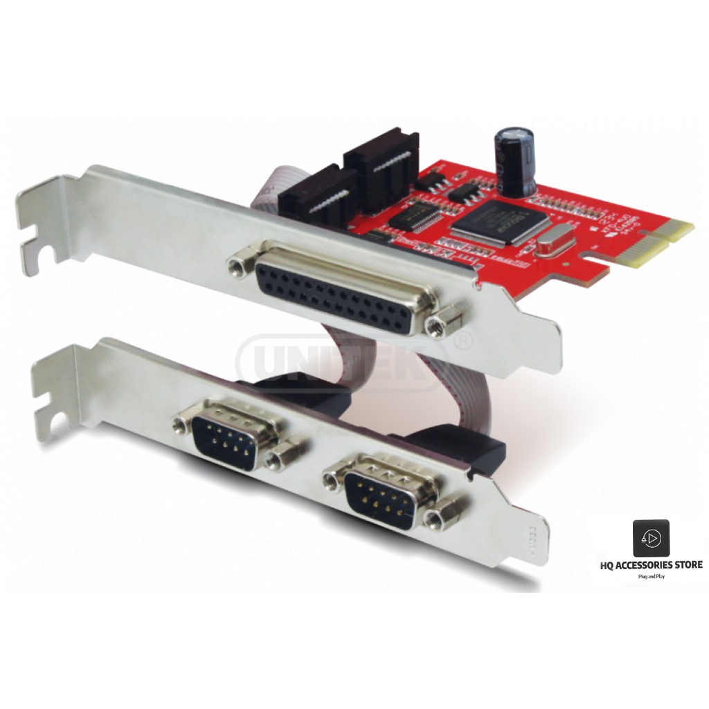 Card PCI Express Unitek Y-7508 2 Port RS232 Serial Com DB9 + 1 Port LPT Parallel 1284 Chipset ID MCS9901CV-CC