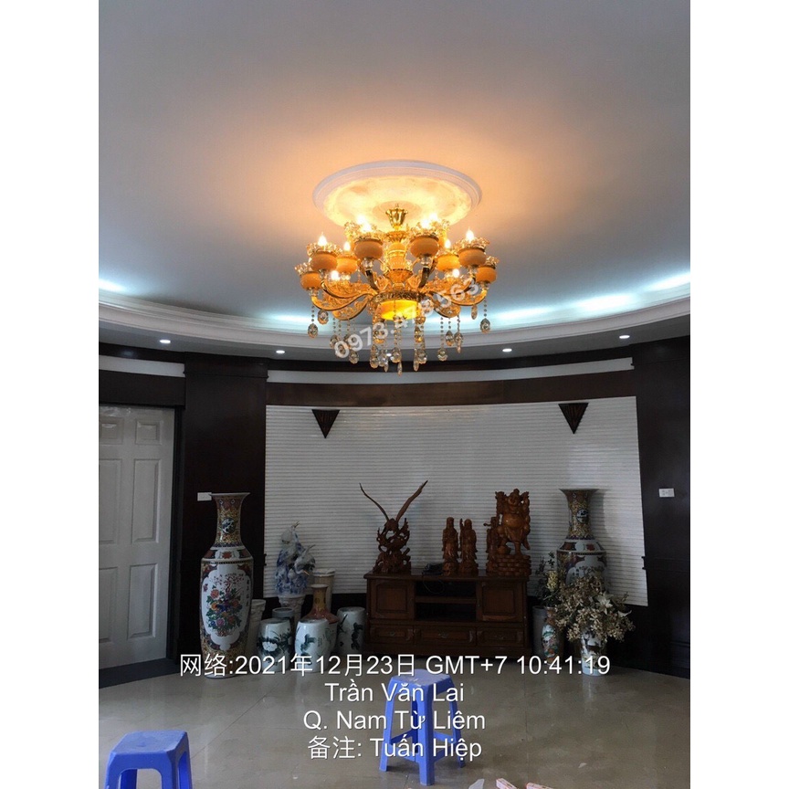 Đèn Chùm Phale Tân Cổ Điển Chao Đá Đúc Đặc Trang Trí Biệt Thự Phòng Khách,Sảnh,Hội Nghị,Khách Sạn