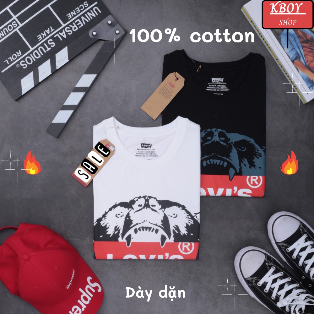 Áo Thun Nam Tay Ngắn Kboy Shop Áo phông unisex trắng đen 100% cotton, in hình, tay ngắn, dễ phối đồ - V63