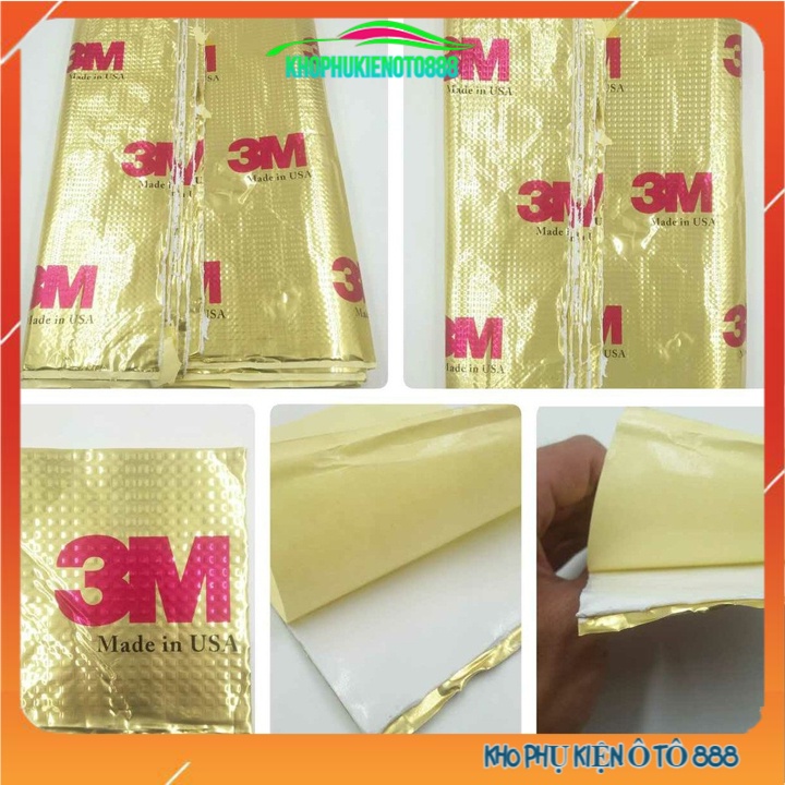 Tấm dán cách âm ô tô chống ồn 3M 2 lớp màu vàng kích thước 80x50cm có sẵn keo dán