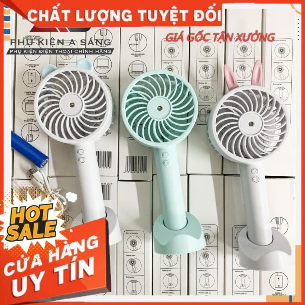 Quạt mini cầm tay phun sương tự động sạc pin USB