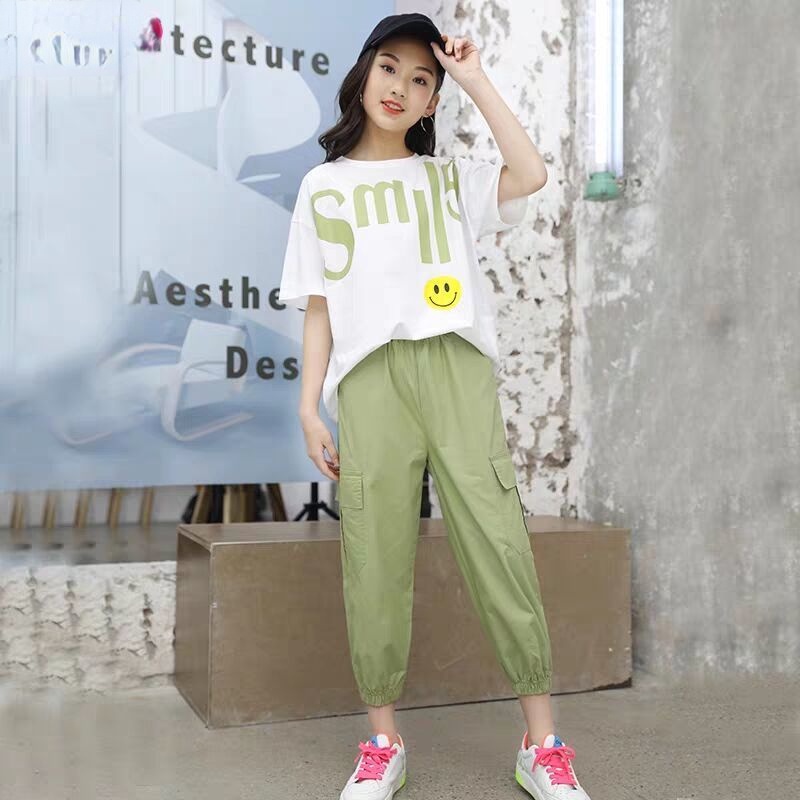 Set Đồ Thể Thao Ngắn Tay Thời Trang Năng Động Cho Bé Gái