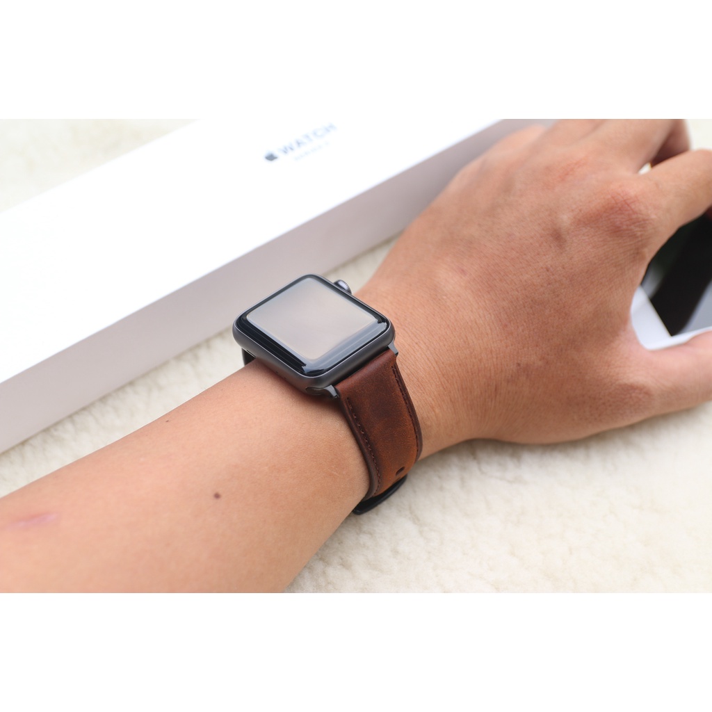 Dây Da Đồng Hồ Da Bò Sáp Thay Thế Cho Đồng Hồ Táo Khóa Thép 316L Dành Cho Ful Series