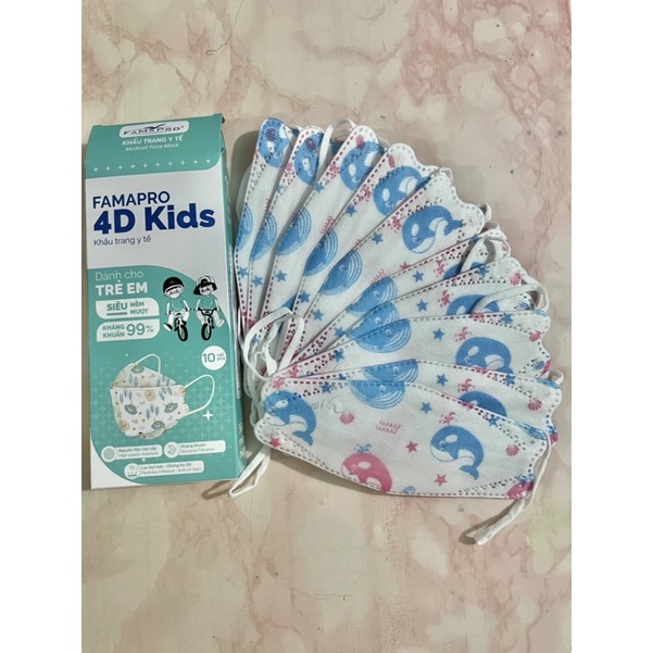 Khẩu Trang FAMAPRO 4D Trẻ Em - Hộp 10 Cái