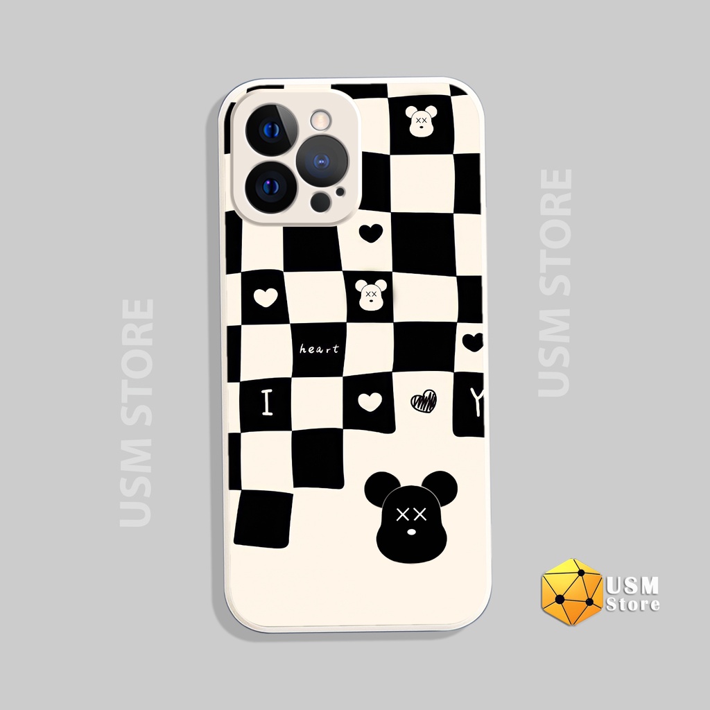 Ốp lưng iphone 6/6P/7/7P/8P/X/XS/XSmax/XR/11/11Pro/11Promax/12/12Pro/12Promax/12Mini/13/13Pro/13Promax hình Bear caro