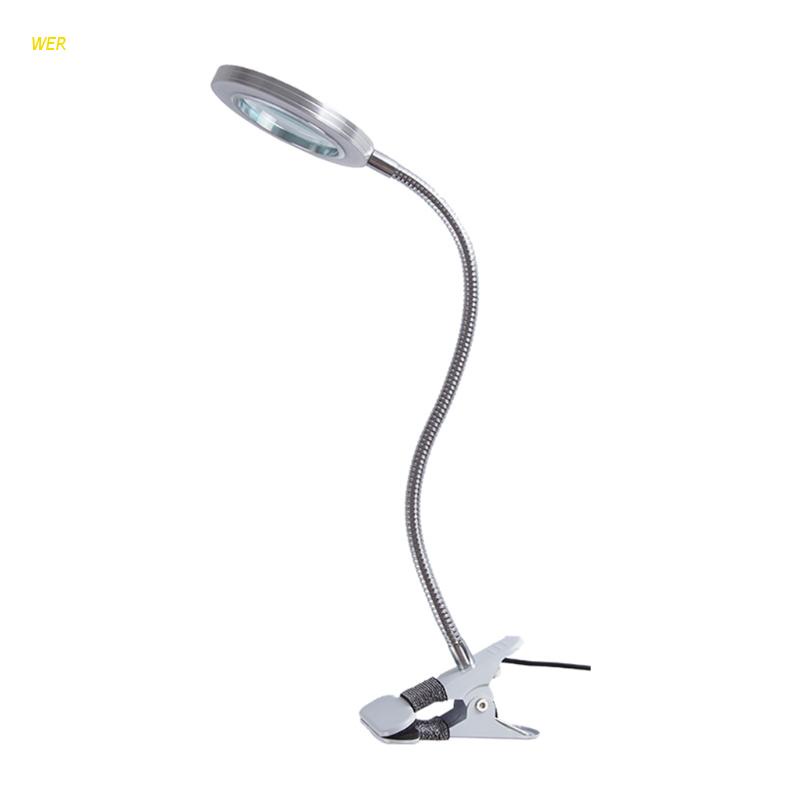 Kính lúp phóng đại 8X có đèn LED có kẹp linh hoạt 360 độ