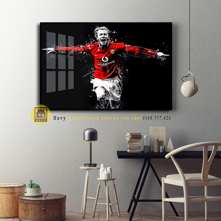 Tranh bóng đá treo tường Beckham mica gương cao cấp, tranh beckham