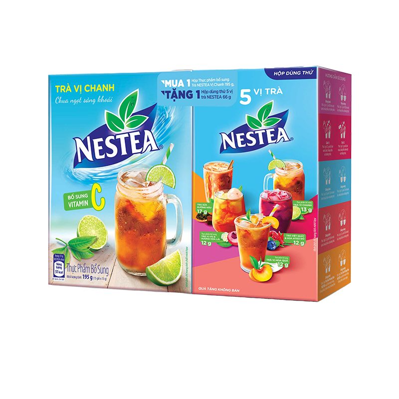 [Tặng 1 hộp dùng thử 5 vị trà] Thực phẩm bổ sung trà vị chanh NESTEA hộp (15 gói x 13g)