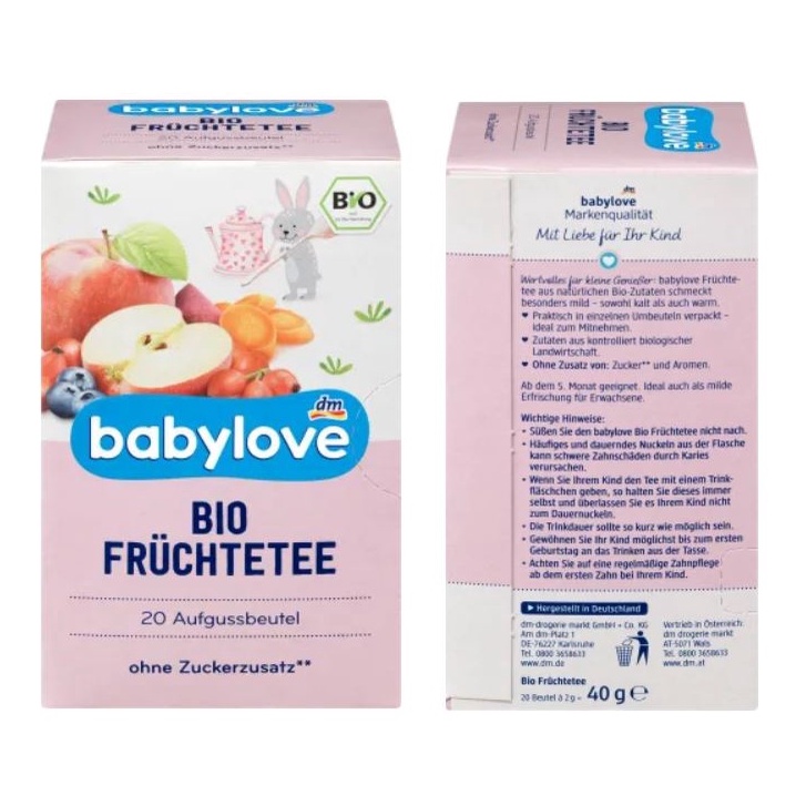 Trà trái cây hữu cơ Babylove cho bé ăn dặm từ 5 tháng tuổi  - Babytea - Nội địa Đức