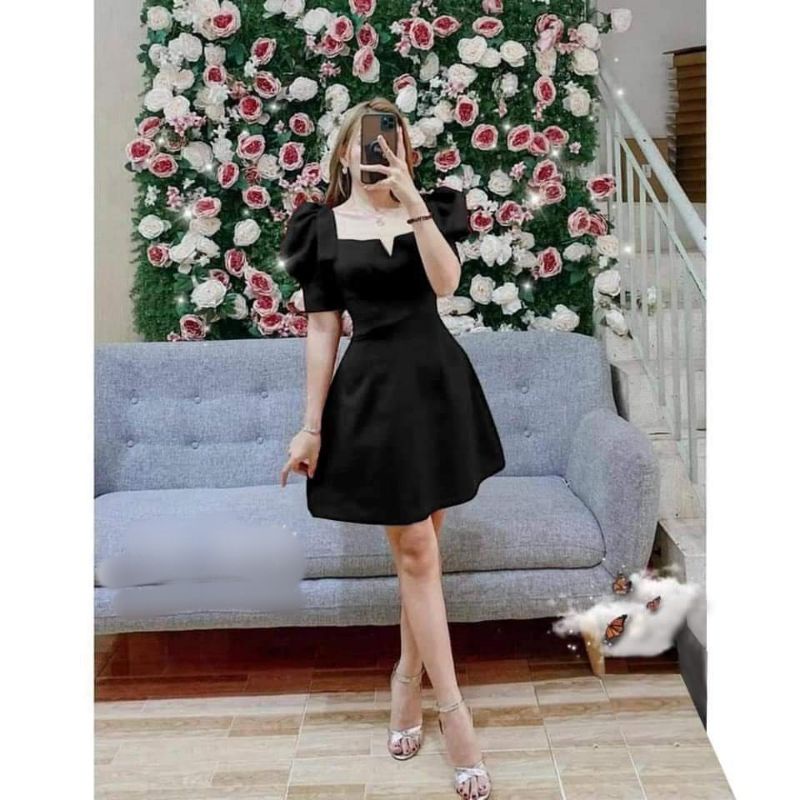 Đầm Thiết Kế Nữ Dự Tiệc Màu Trắng Kiểu Công Chúa Tay Phồng Dây Đan Chéo Eo Cổ Vuông Váy Xòe Giá Rẻ Tay Lỡ Phồng Ulzzang