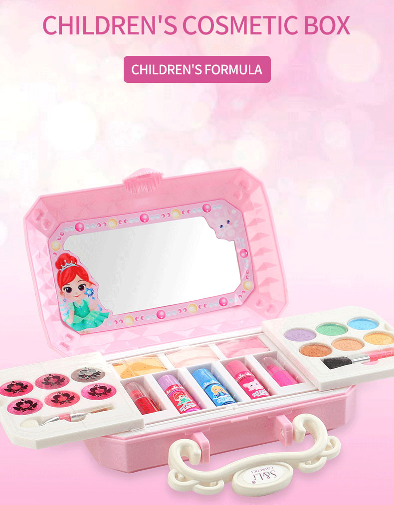 Set hộp mỹ phẩm trang điểm mini không độc hại an toàn cho bé phong cách Nữ hoàng băng giá Disney