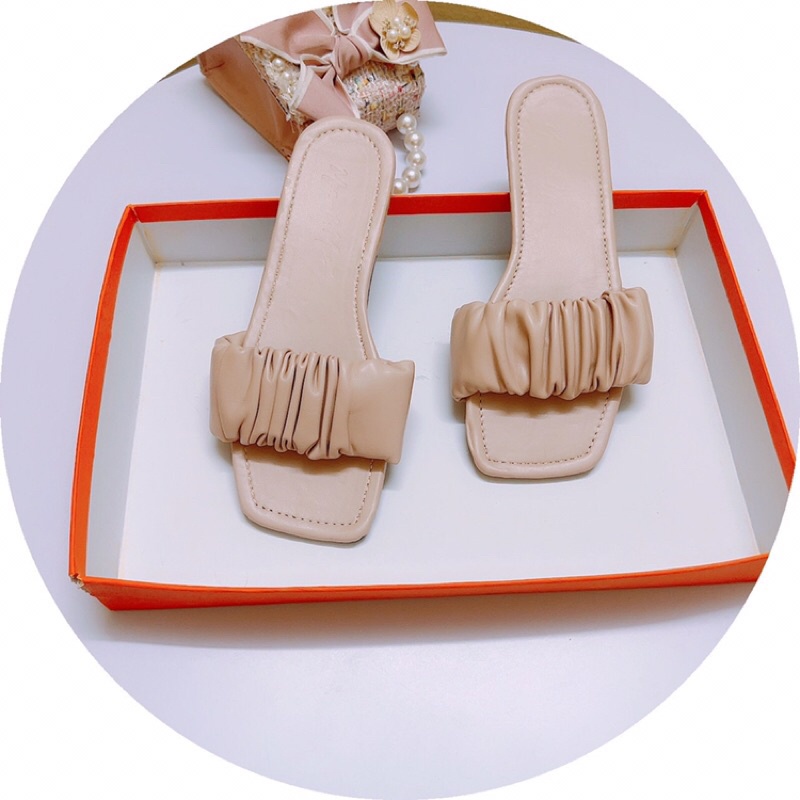 Dép bệt nữ quai nhún ngang da lì sale giá gốc