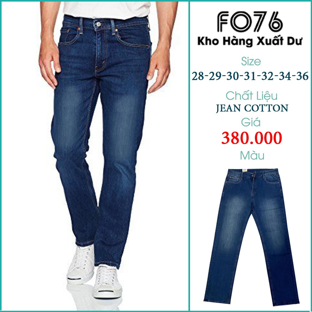 Quần Jean Nam Co Giãn Slim Fit Màu Xanh Đậm Wash Đuồi - FO76 SHOP