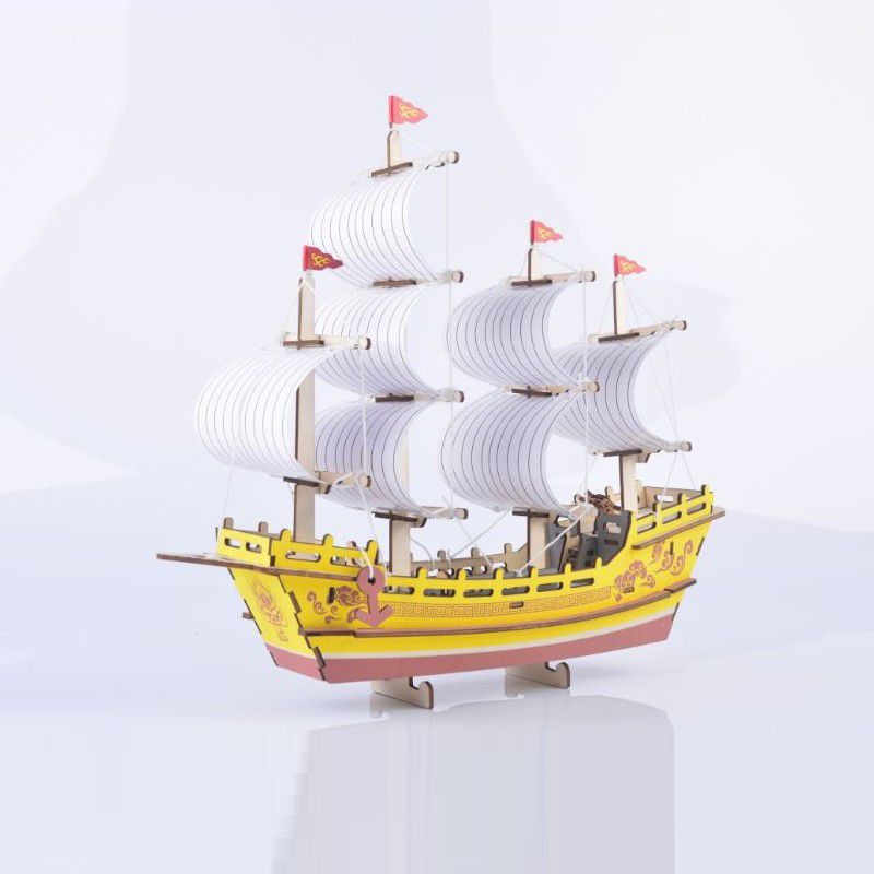 Mô hình lắp ráp thuyền thương gia chở lụa- The silk Merchant Ship - đồ chơi lắp ráp 3D gỗ cắt laser