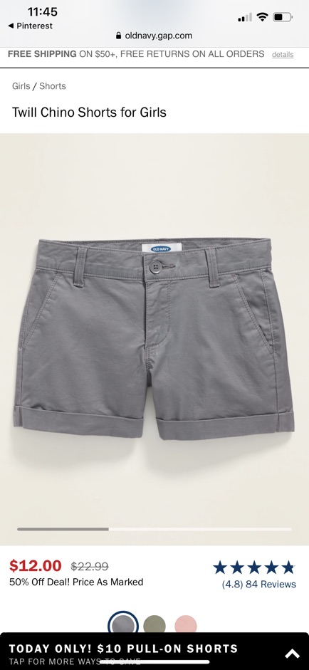 Quần Short Bé Gái Kaki Basic