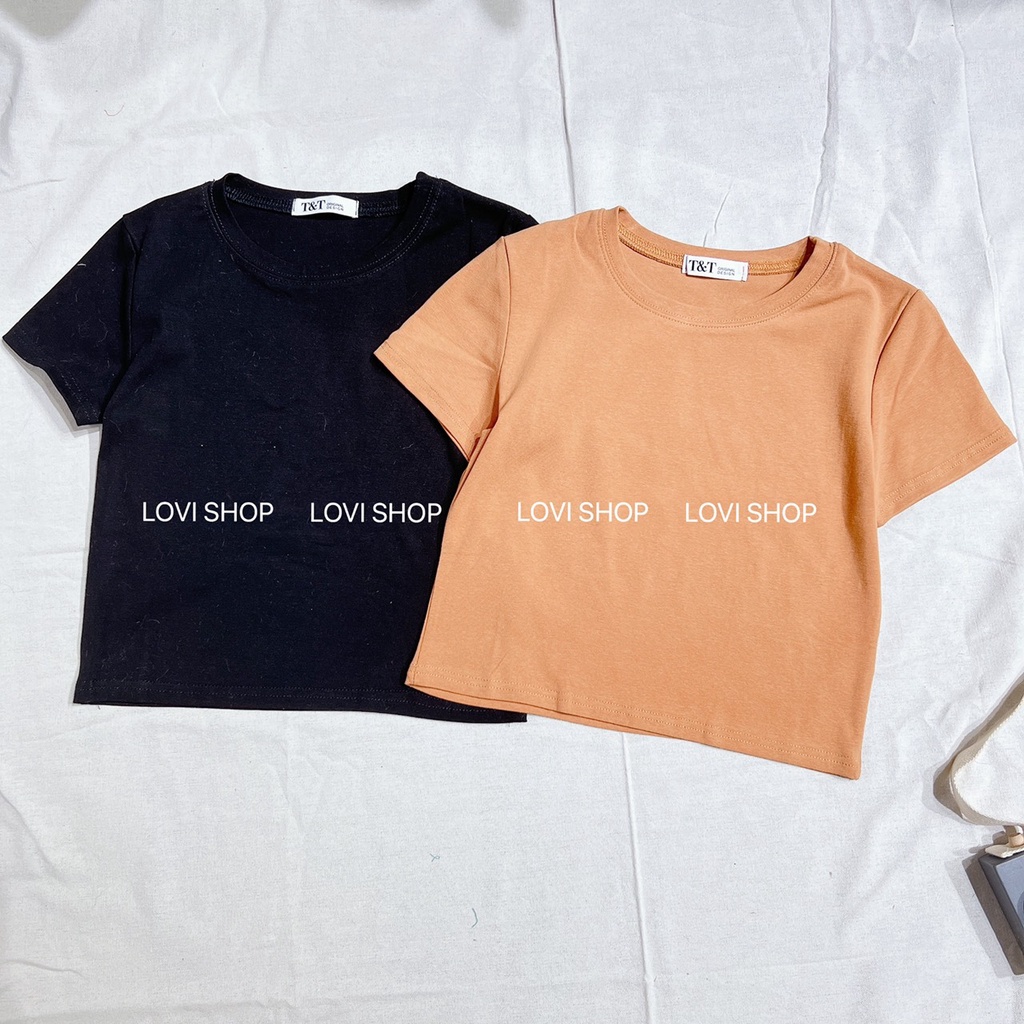 LOVI SHOP- Áo thun croptop trơn basic nhiều màu