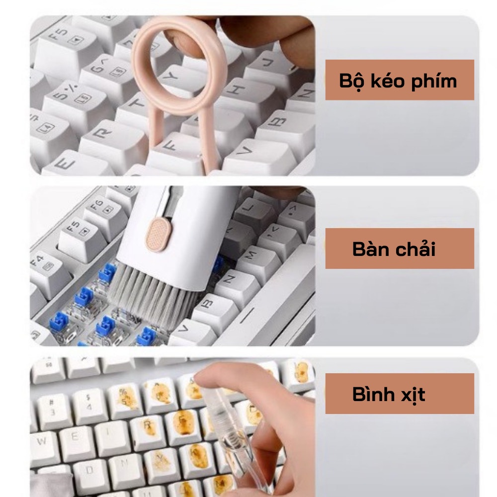 Bộ Dụng Cụ Vệ Sinh Bàn Phím Máy Tính Tai Nghe Đa Năng 7 Trong 1 Siêu Tiện Lợi Nhỏ Gọn Dễ Dàng Đem Theo
