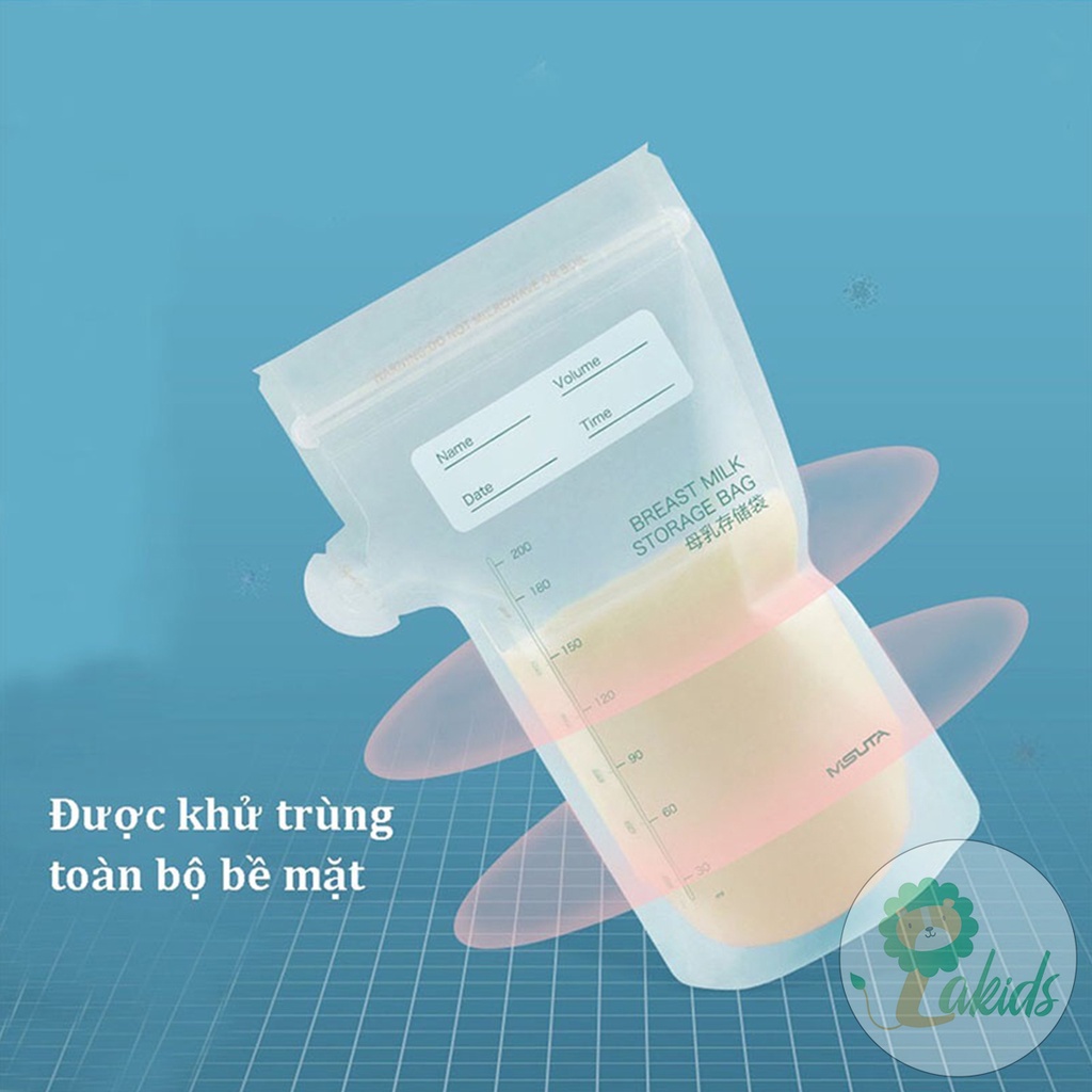 Túi trữ sữa, túi đựng sữa mẹ Misuta có vòi tiện lợi 150ml/200ml hộp 30 chiếc - Lakids