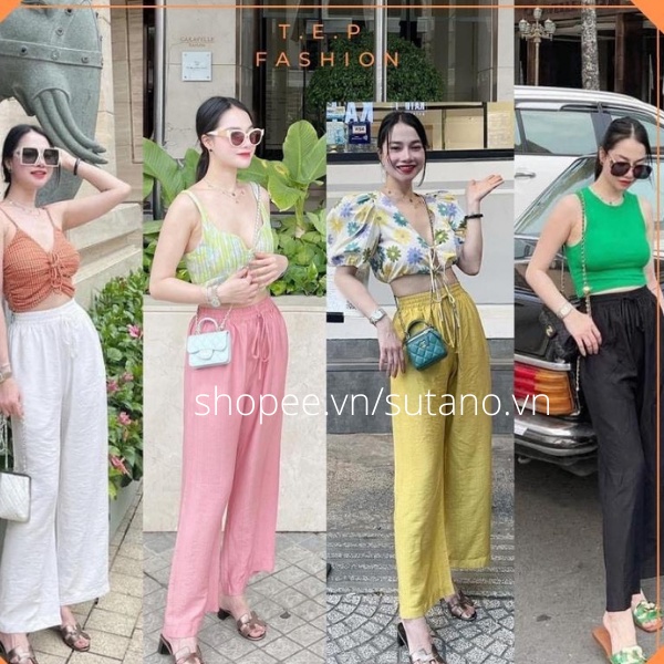 quần đũi nữ ống rộng chất lụa tơ đũi  cạp chun co giãn Q115 SUTANO