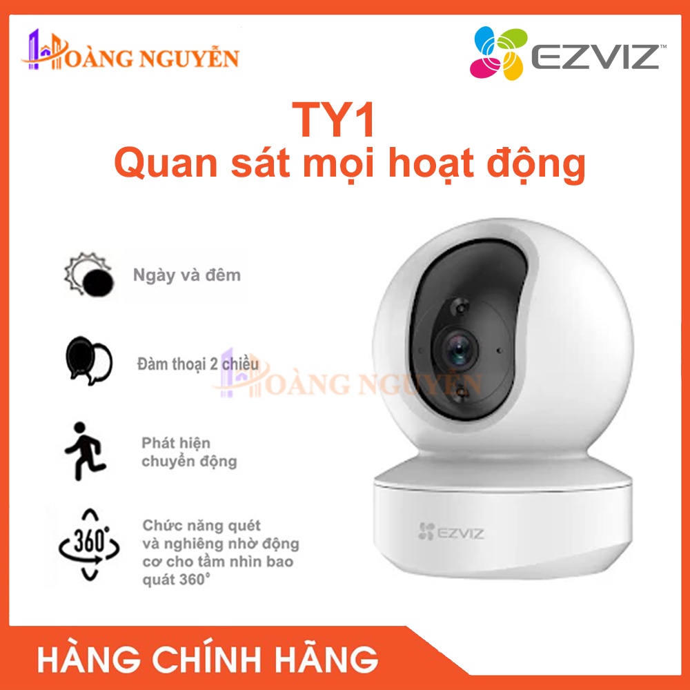 [NHÀ PHÂN PHỐI] Camera Không Dây EZVIZ TY1 Wifi HD1080P 2MP - Đàm Thoại 2 Chiều Xoay Theo Chuyển Động