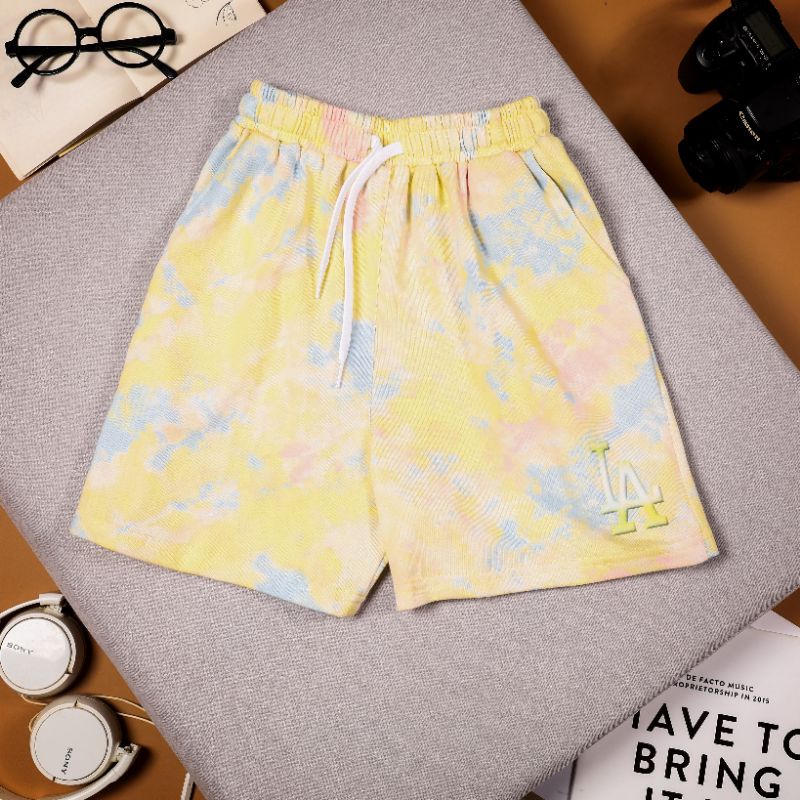 Quần short nữ bé gái MLB quần thun màu sắc hot trend loang tie size đại 25-60kg các mẹ có thể mặc cặp