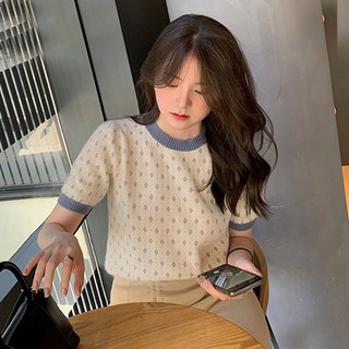 Áo Dệt Kim Mỏng Cổ Tròn Thiết Kế Thanh Lịch Cho Nữ