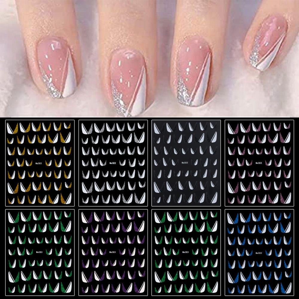 Miếng Dán Móng Tay Hình Chữ U Lấp Lánh 3D DIY