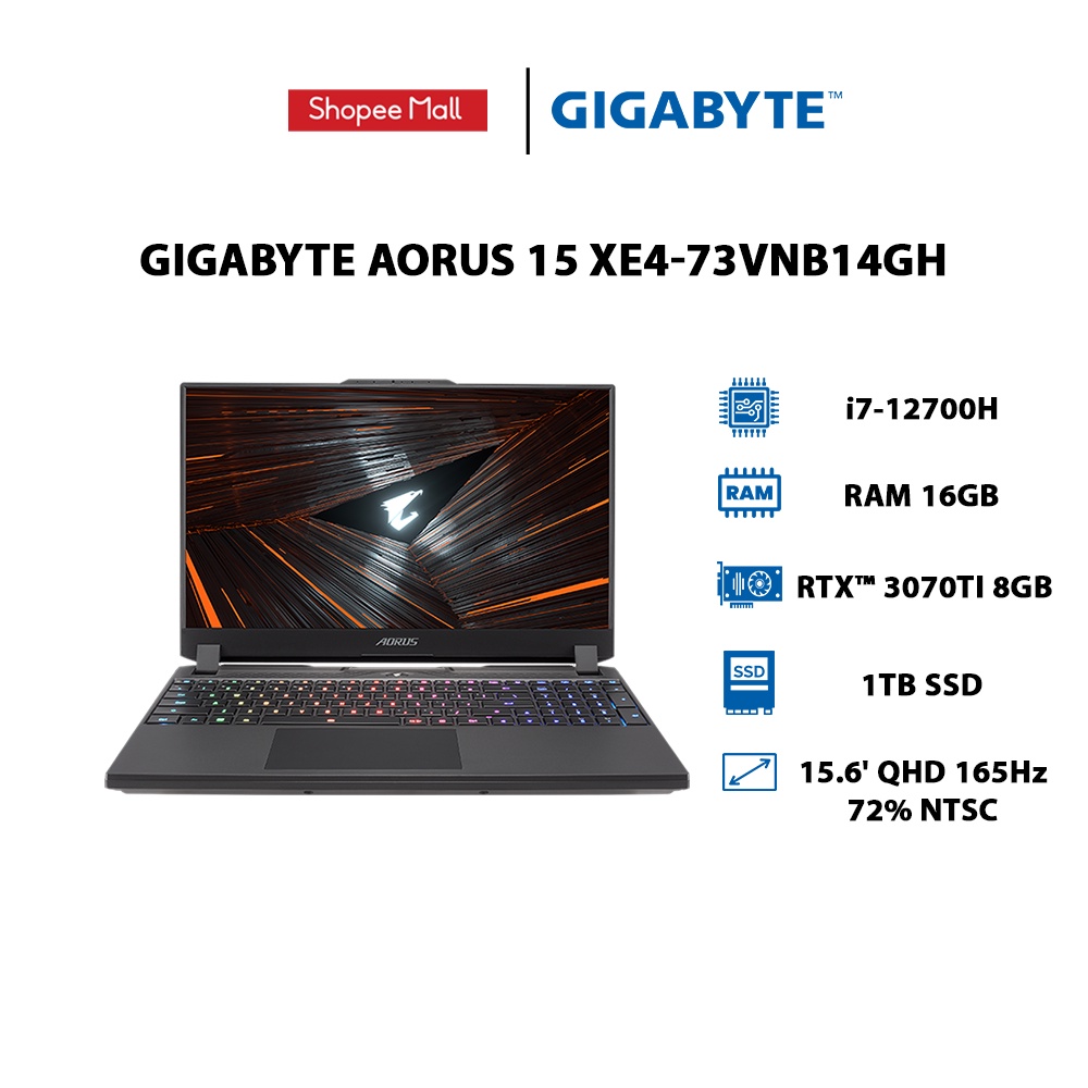 Laptop Gigabyte AORUS 15 XE4-73VNB14GH i7-12700H|16GB|GeForce RTX™ 3070Ti 8GB