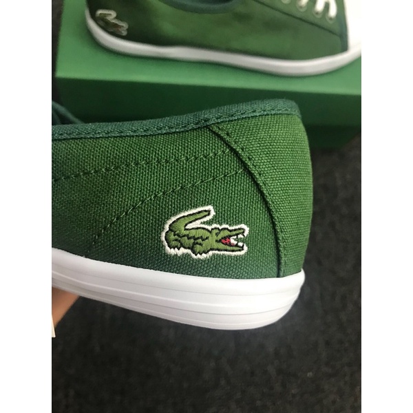Giày thể thao nữ logo thương hiệu Lacoste cao cấp 1 màu đơn giản