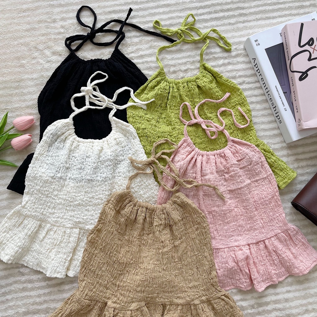 ÁO YẾM CHẤT LIỆU DÀU DẶN BA MÀU XINH XẮN CHO NGÀY HÈ - LONI CROPTOP